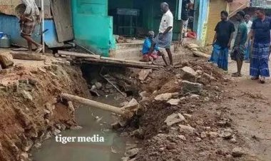 பாதியில் நிறுத்தப்பட்ட சாக்கடைமற்றும் தார் சாலை பணி: கூடலூர்  பொதுமக்கள் அவதி*